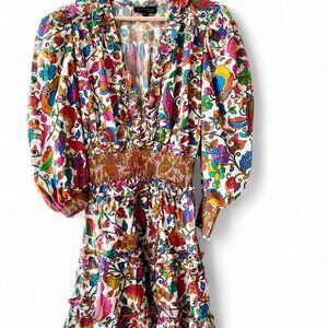 House of Harlow 1960 by Nicole Richie – Floral Smocked Ruffle Mini Dress Size S